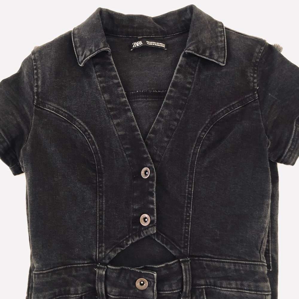 zara XS black denim dress